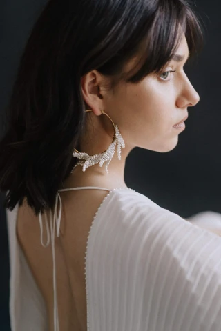 Kolczyki Pearl Orchid Hoops