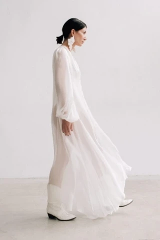 Jedwabna Suknia Maxi Emma Sheer Cream