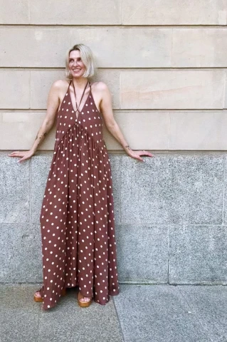 Suknia Maxi Mia Caramel Dots